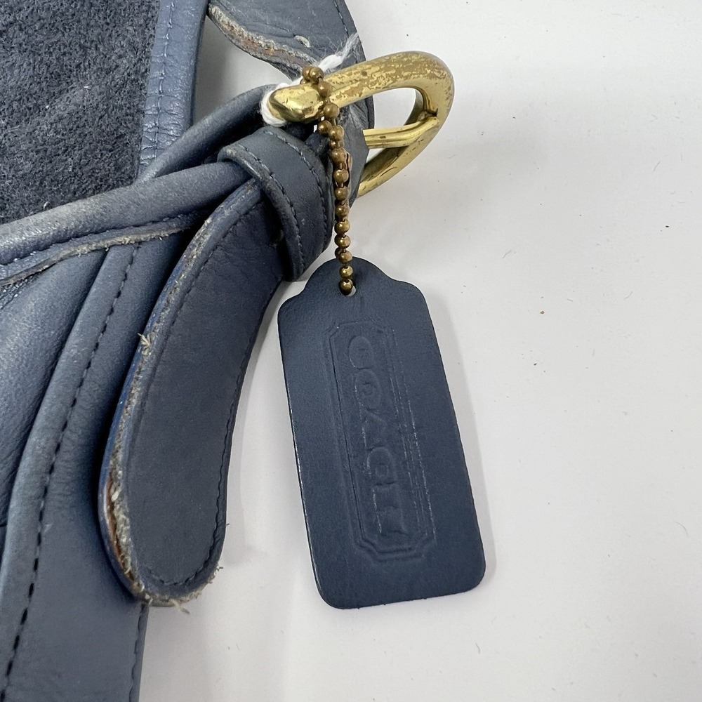 Vintage Coach 4115 Whitney Flap Crossbody Shoulder Bag Blue Leather Brass USA - Picture 4 of 16